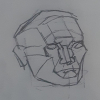 Drawing of a head following the Asaro head in pen